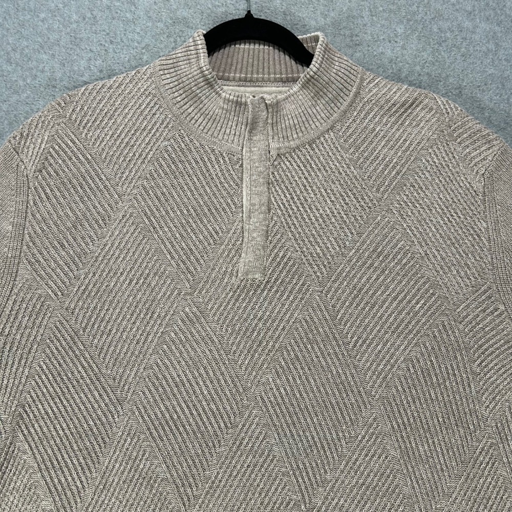 Tommy Bahama Quarter Zip Sweater Mens XL Tan Pima Cotton Coastal Casual